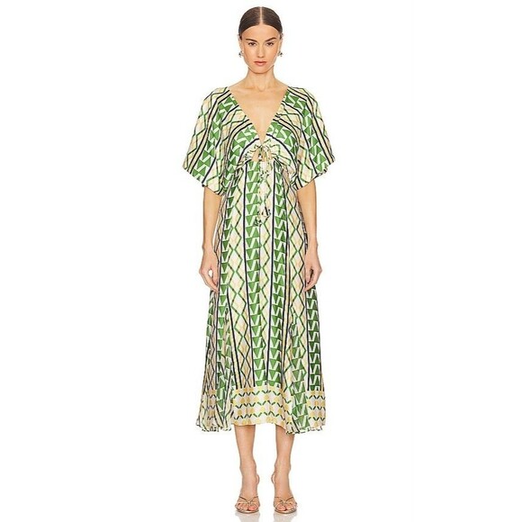 Misa Los Angeles Dresses & Skirts - MISA Los Angeles NWT Irena Midi Dress Limoncello Geo Mix Large Satin